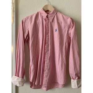 Ralph Lauren Pink & White Button Down Top